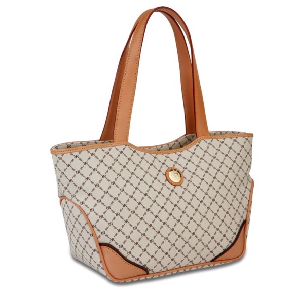 Rioni Signature Elegant Beige and Tan Tote Bag - Picture 1 of 12